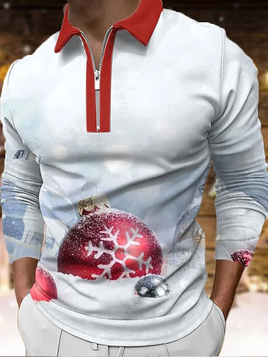 Men's Merry Christmas Art Casual Print Polo Shirt