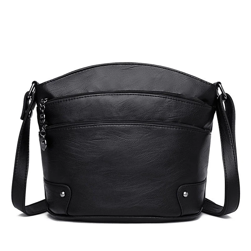 Multi-layer Pockets Women Leather Shoulder Bag Luxury Handbags Women Bags Designer Small Crossbody Bags For Women Shell Tote Bag