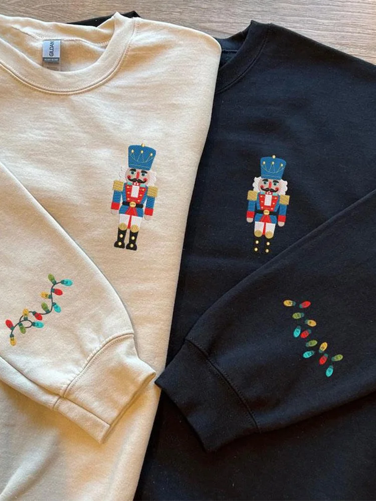 Christmas Embroidery Pattern Cozy Sweatshirt