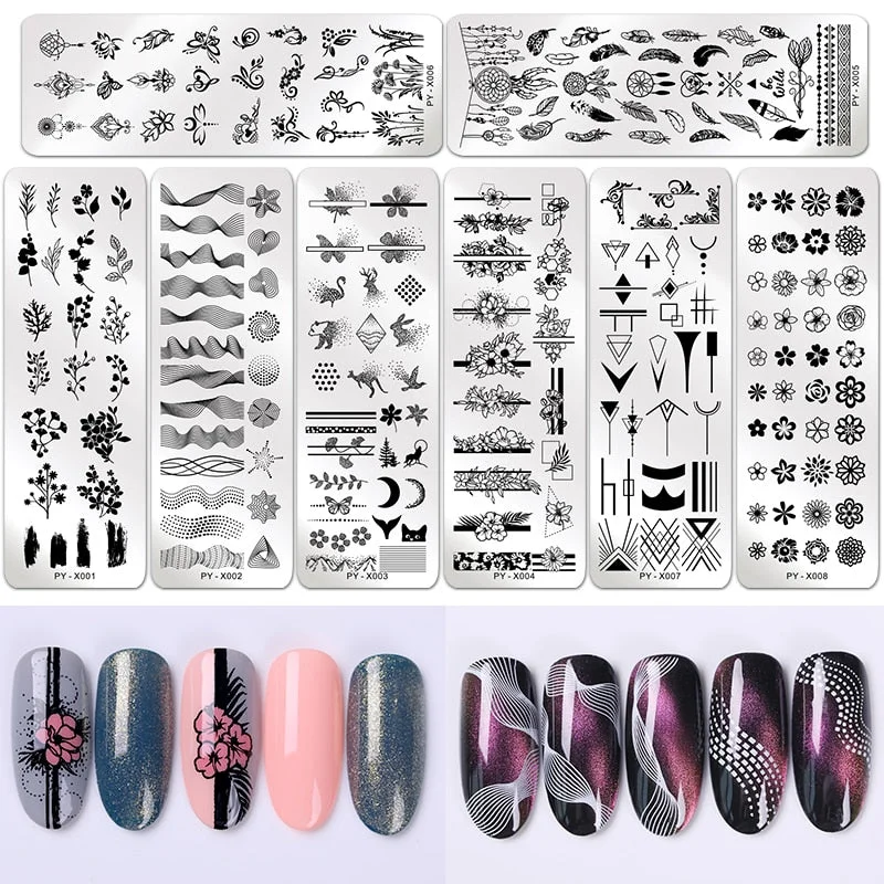 PICT YOU Nail Stamping Plate Geometry Lace Flower Stamping Template DIY Stainless Steel Nail Art Stencil Image Plate Tool