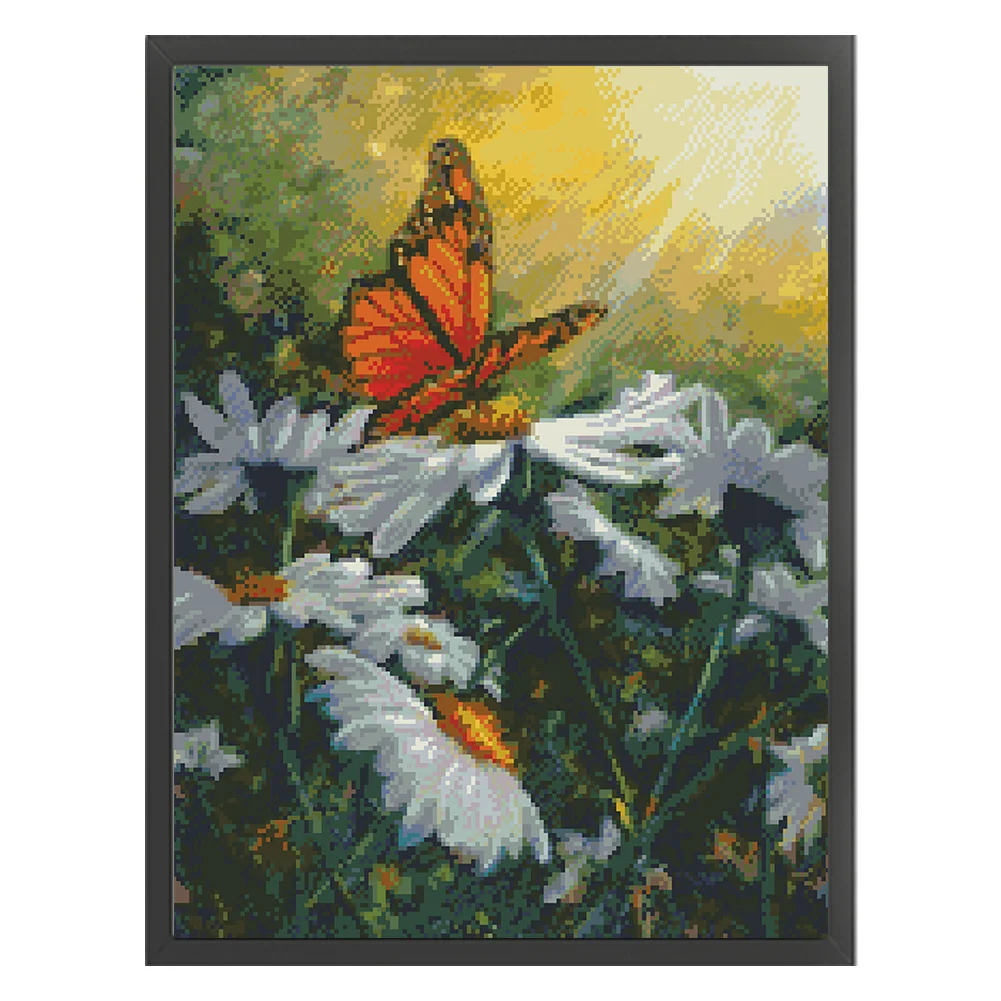 9CT Full Stamped Cross Stitch Bead Embroidery- Butterfly(Canvas|45*58CM)