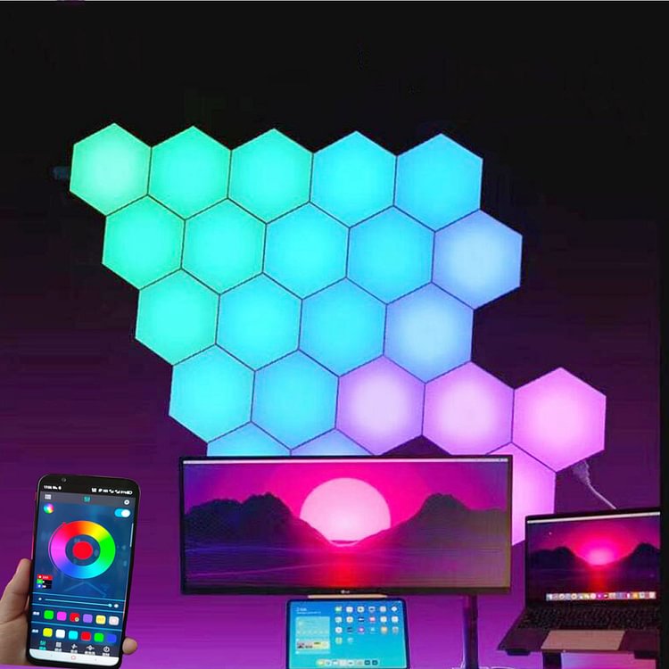 ToyTime 1-24 PCS Touch Sensor LED Night Light Sensitive Hexagonal LED Quantum Lamp Modular Hexagons Creative Decoration Wall Lamp Toy
