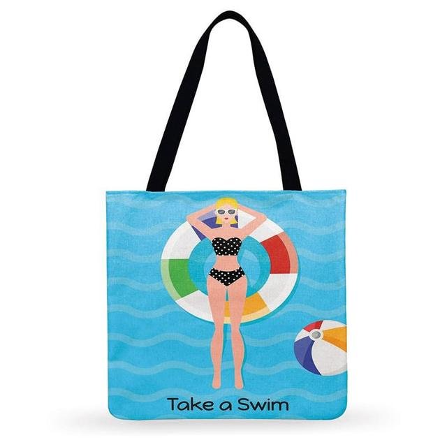 Linen Tote Bag - Pool Party Summer