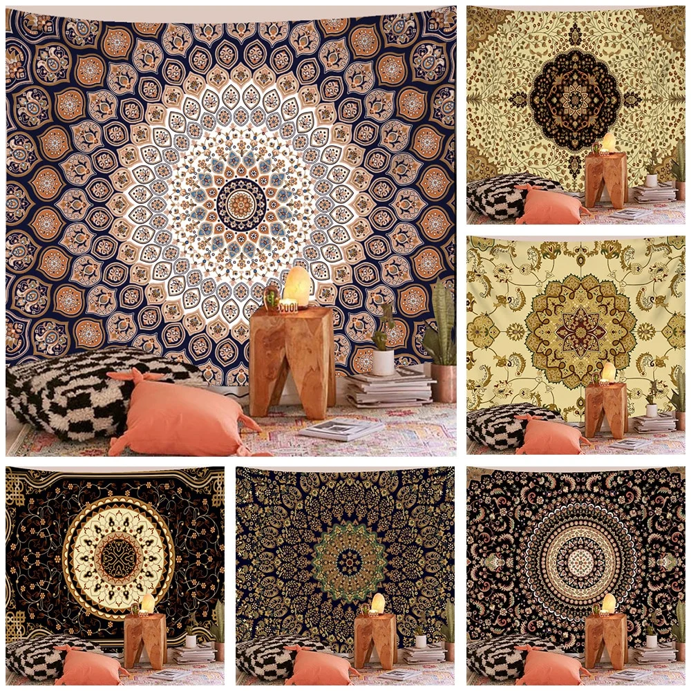 Nigikala Mandala Tapestry Wall Hanging Boho Decor Wall Cloth Tapestries Psychedelic Hippie Night Moon Tapestry Mandala Wall Carpet