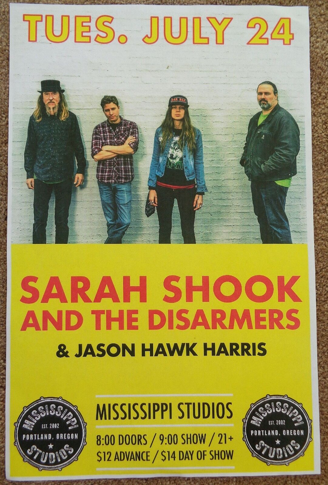 SARAH SHOOK & THE DISARMERS 2018 Gig POSTER Portland Oregon Concert