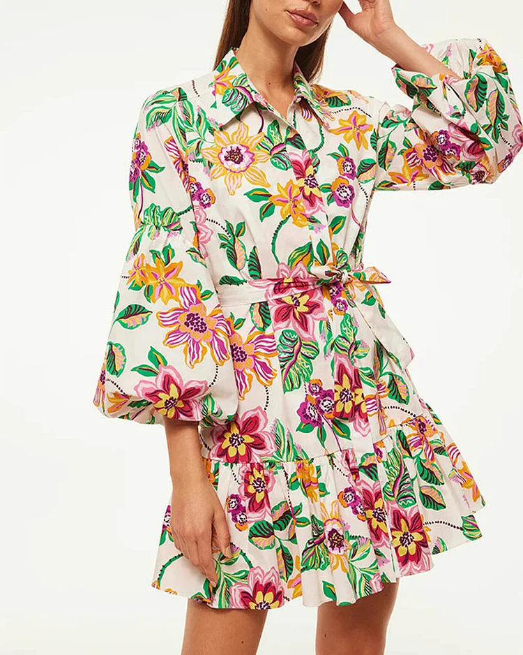 Women's Stylish Floral Print Mini Dress