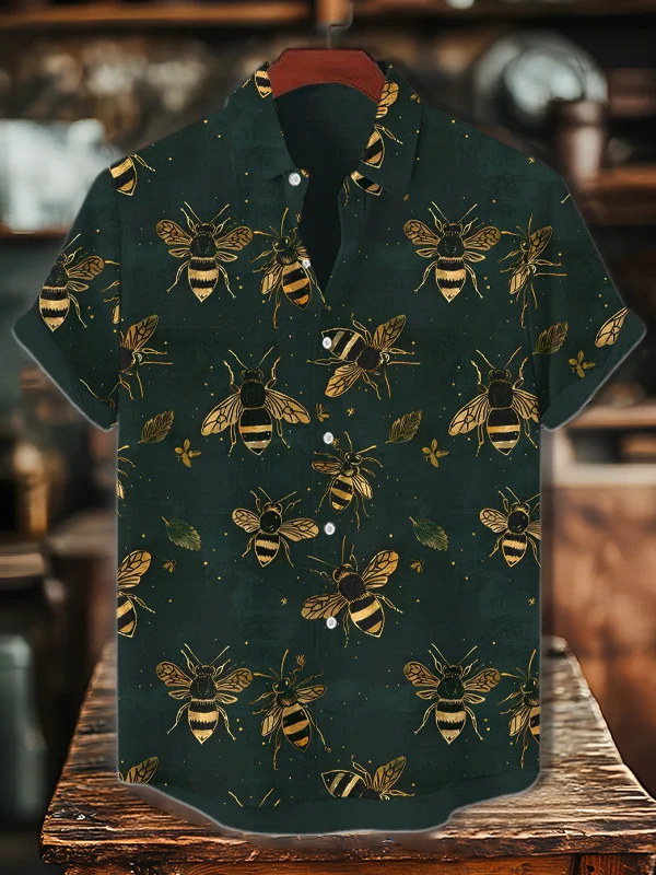 Men's Bee All Over Print Casual Shirt
