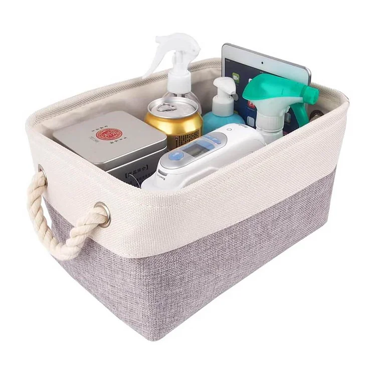 Two-Tone Basket with Rope Handle（Grey White）