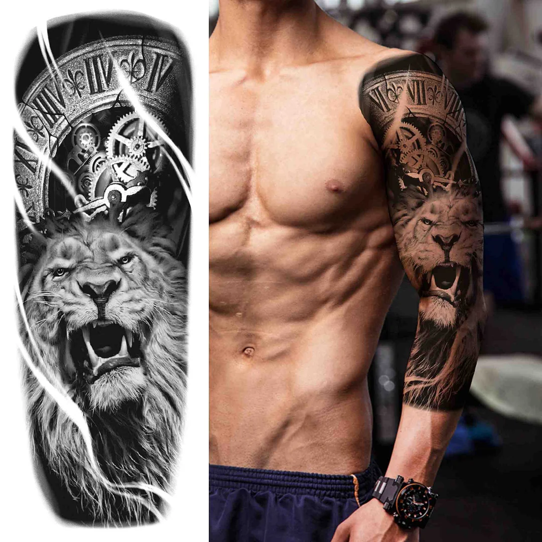 Tribal Totem Temporary Tattoo Sleeve For Men Women Adult Fake Flower Shoulder Tatoos Sticker Black Skull Tattoos Big Full Arm 1001 515-1