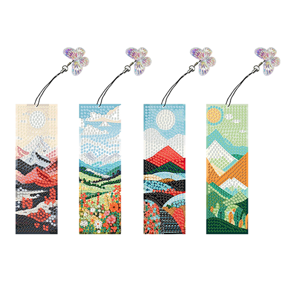 4Pcs Special Shaped Landscape 5D DIY Diamond Painting Book Mark for Beginners