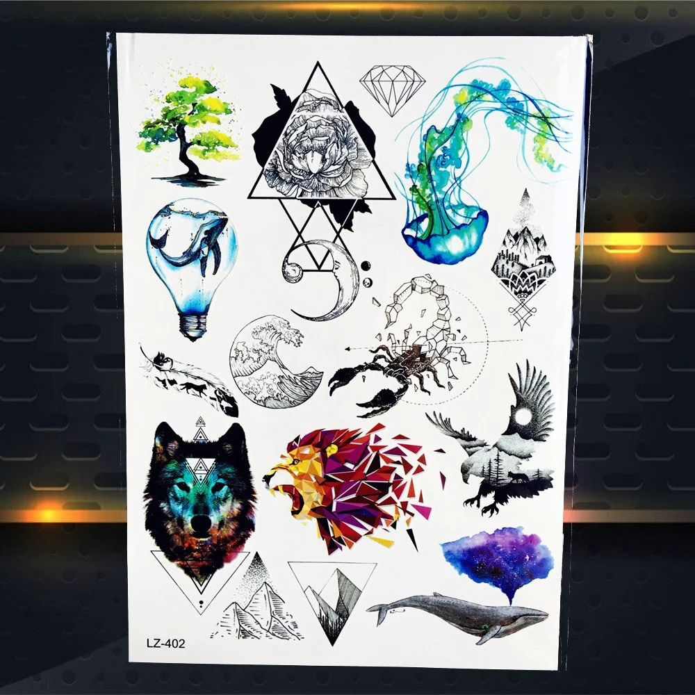 New Beautiful Diamond Whale Dolphin Temporary Tattoo Waterproof 3D Arrow Fish Tatoo For Men Women Body Art Fake Tattoo Stickers