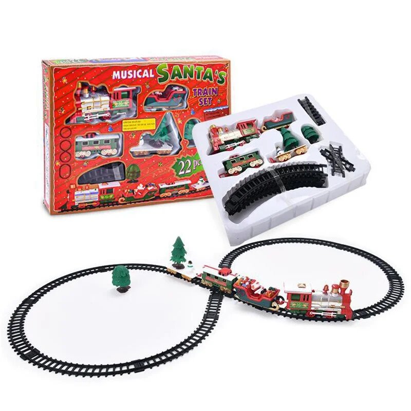 Electric Christmas Rail Car Train Toy Children's Electric Toy Railway Train Set Racing Road Transportation Building Toys