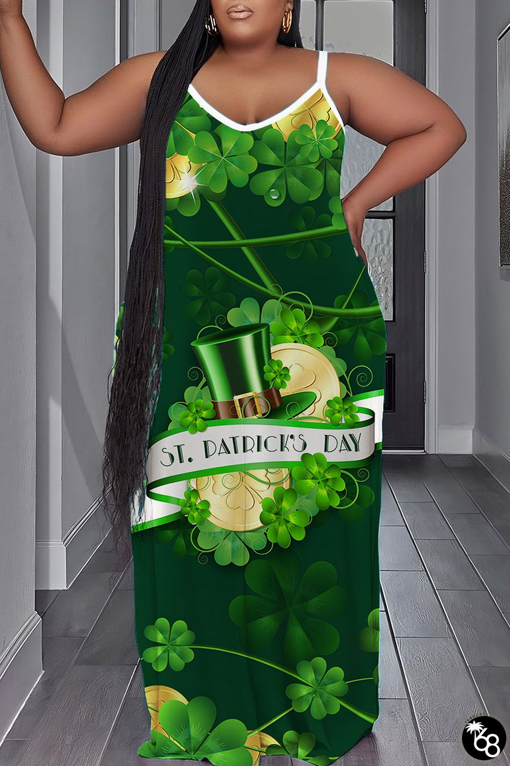 Casual Print Backless Spaghetti Strap Long Dress Dresses | 168DEAL