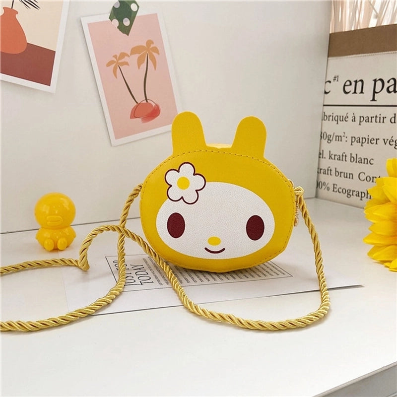 Kid’s Small Pu Leather Cartoon Cute Cylindrical Zipper Crossbody Bag