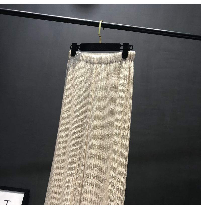 Ootddress Women Silver Full Sequined Wide Leg Pants Elastic Waist Bling Luxury Chic Capris Casual Gold Long Pants Female Club 2025