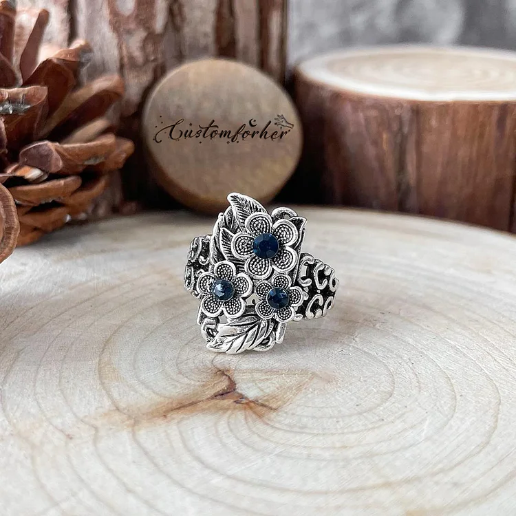 Three Flower Gemstone Ring