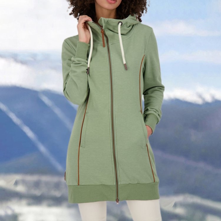 Casual Solid Zip Long Sleeve Hoodie