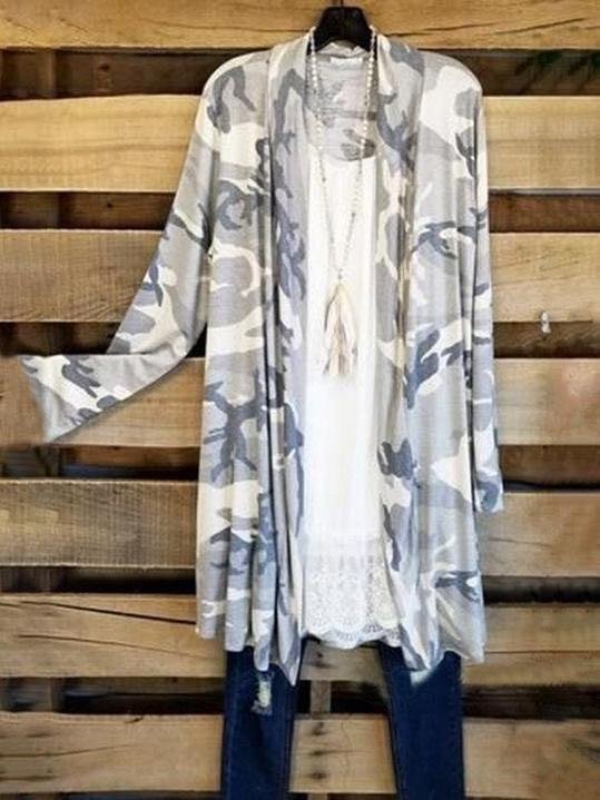 Gray Cotton-Blend Long Sleeve Outerwear
