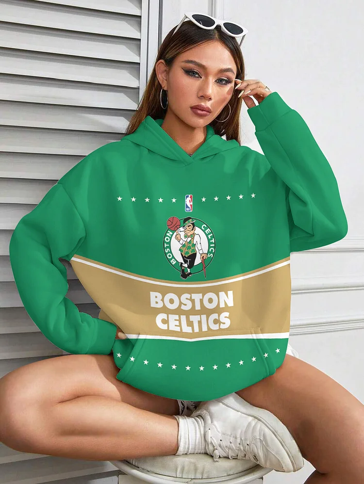 Boston Celtics  Printed Hooded Pocket Pullover Hoodie