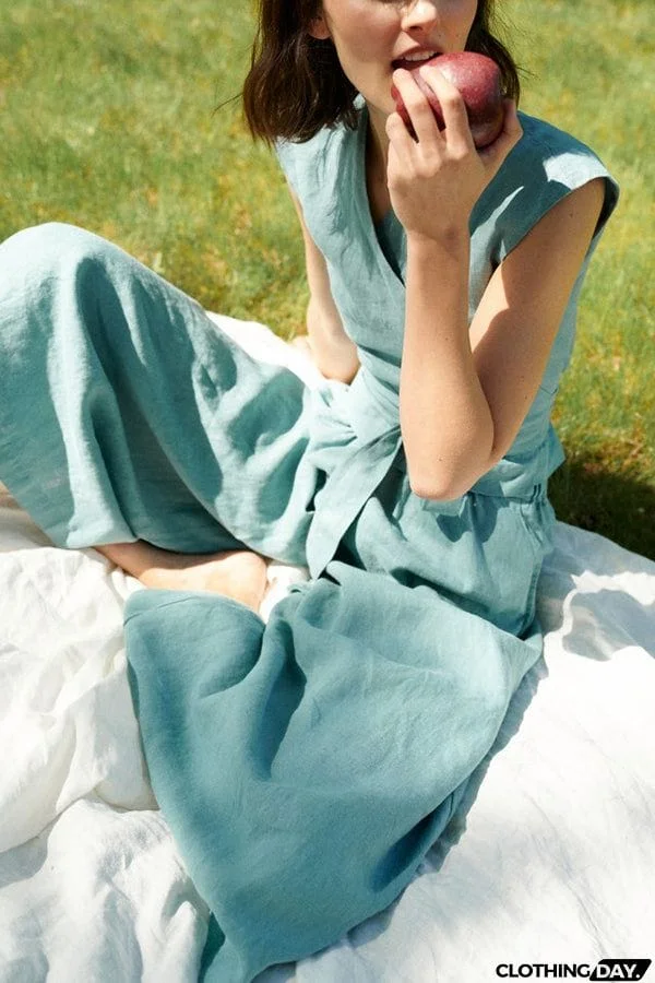 V Neck Tie Tank Top Flared Pants Set