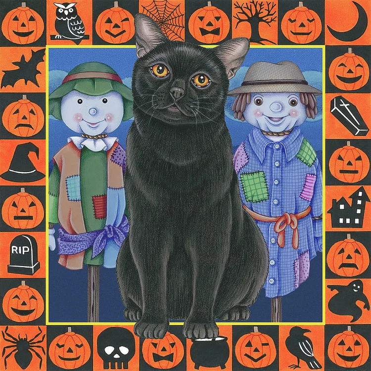 Funny Halloween Animals 40*50CMCM(Canvas) Diamond Painting gbfke