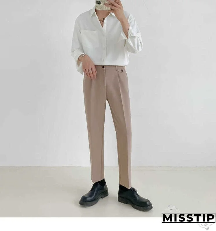 Spring New Senior Long Sleeve Button Down Shirts for Men Korean Fashion Loose Drape Solid Color All-match Men's Shirt Blouse