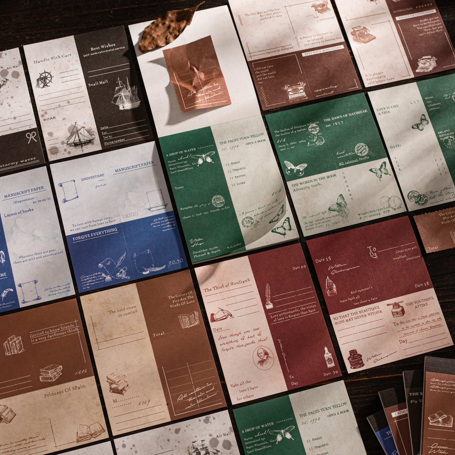 메모 패드 - 문학 거장 시리즈 빈티지 문학 테두리 편지