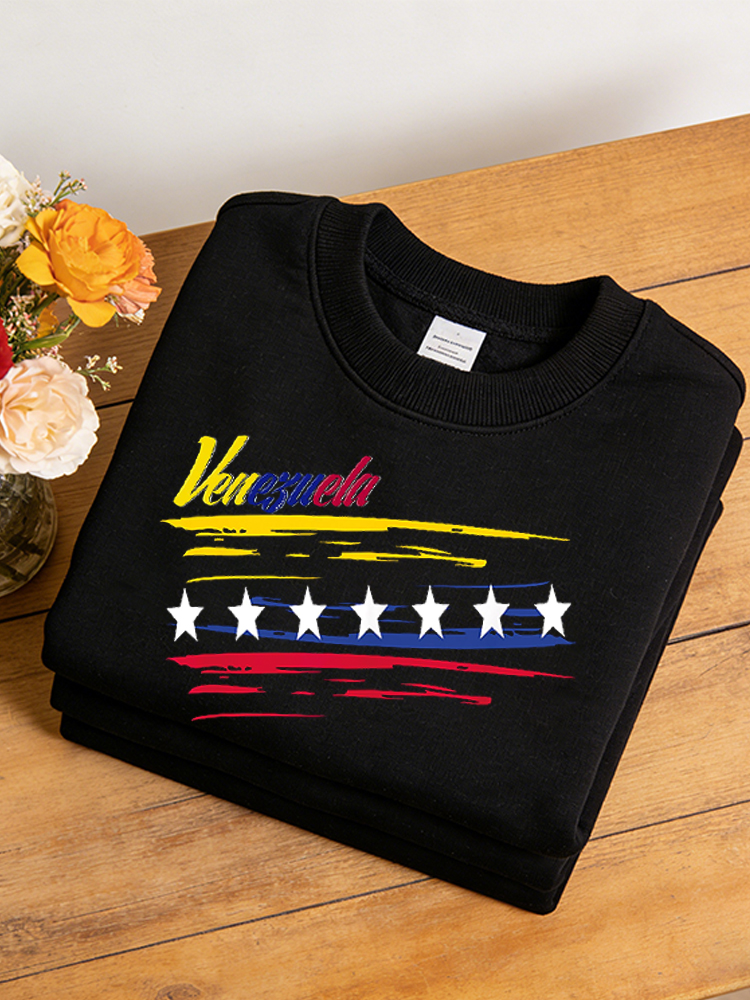Venezuelan Flag Art Print Warm Crew Neck Sweatshirt artswardrobe