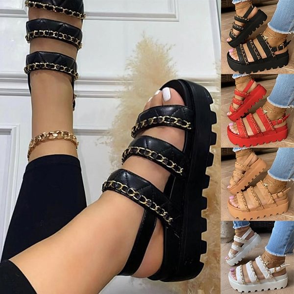 TeeYours PLUS SIZE 35-43 Summer Women Sandals Platform Fashion Chain Wedges Heels Women Sandals Casual Beach Lady Shoes Woman - Shop Trendy Women's Fashion | TeeYours
