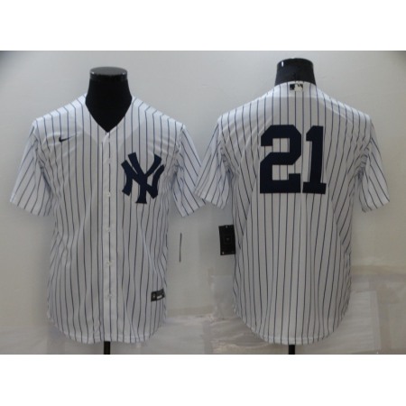 Men's New York Yankees #21  Paul O'Neill White Cool Base Stitched Baseball Jersey
