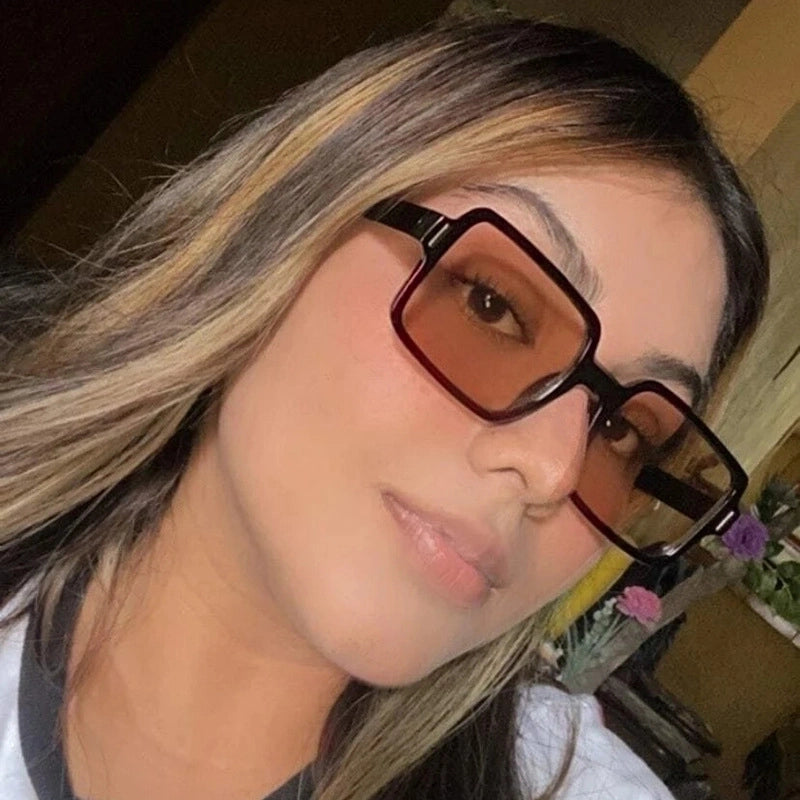 Elegant Basic Leopard Ac Square Full Frame Women's Sunglasses