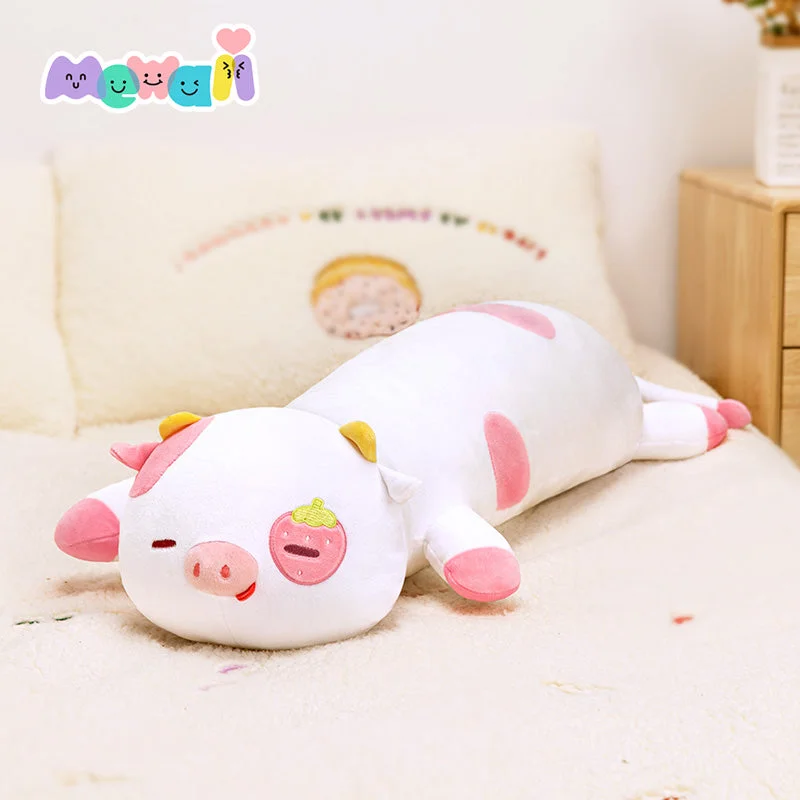 Mewaii® Long Plushies Hugging Pillow Lying Cow Plush Stuffed Animal Kawaii Squishy Plush Body Pillow