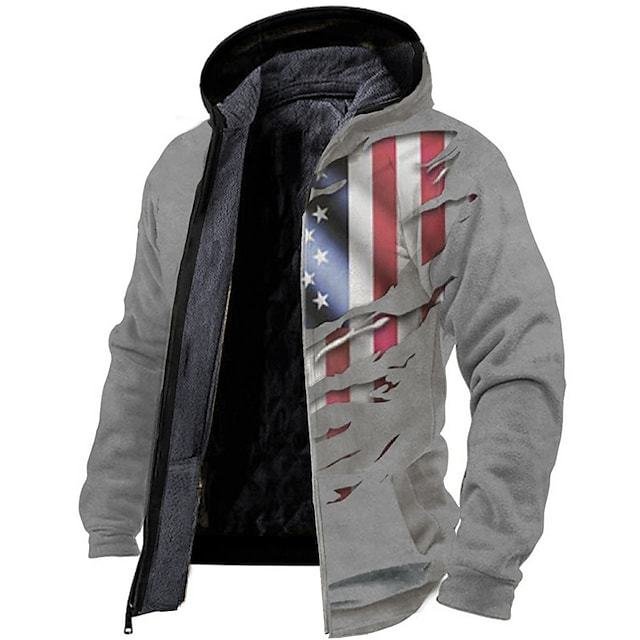 Men's Printed Casual Fashion Men's Hoodie Jacket Fleece Zipper Sweatshirt