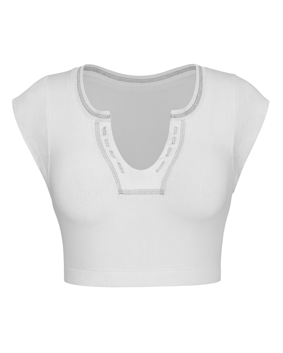 Girl Summer Slim Ultra Short Sexy Babes Top Knitted Thread Spring Autumn Bottom T-Shirt