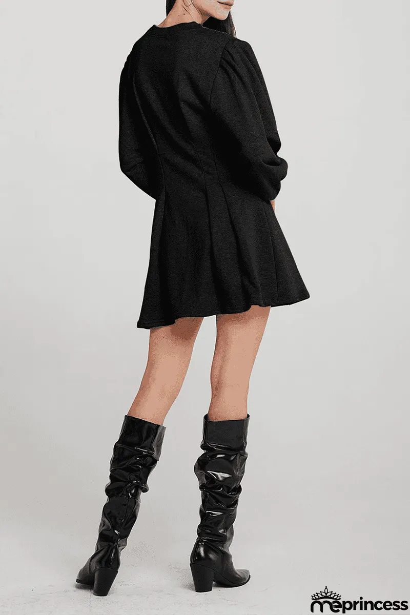 Casual Solid Patchwork O Neck Waist Skirt Dresses