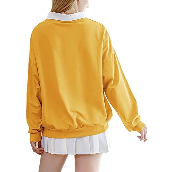 Skateboarding Sweatshirt with Collar Hoodie Cotton Pullover Aesthetic Hoodies for Teen Girls Top Kawaii Clothes