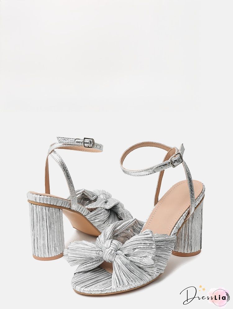 Metal Feeling Bow High Heel Slipper