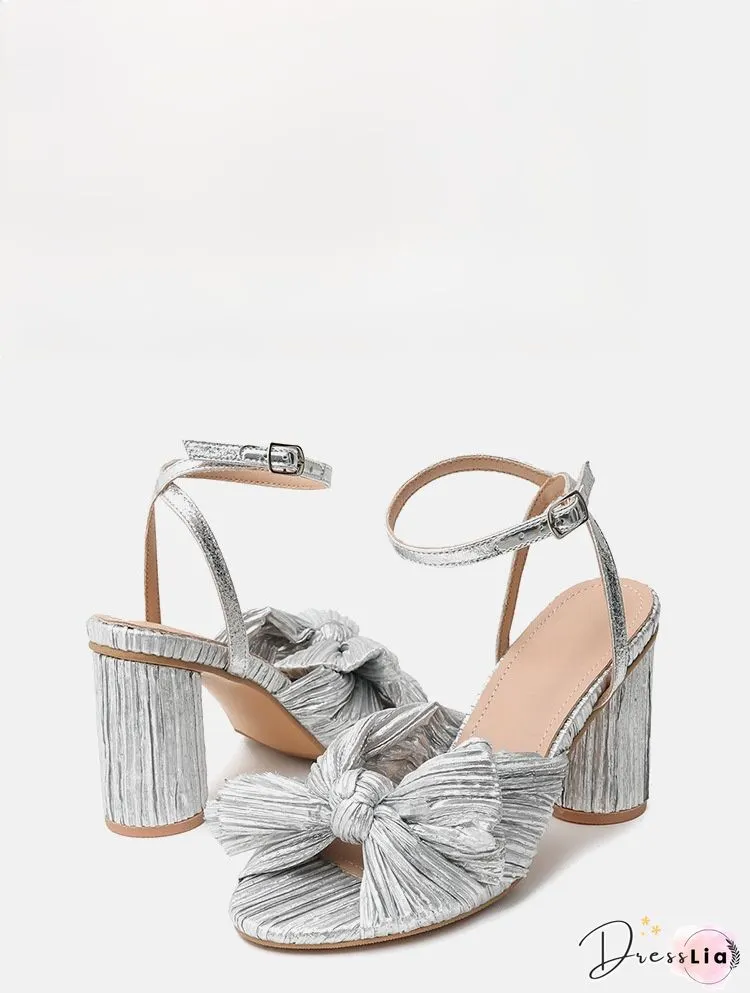 Metal Feeling Bow High Heel Slipper