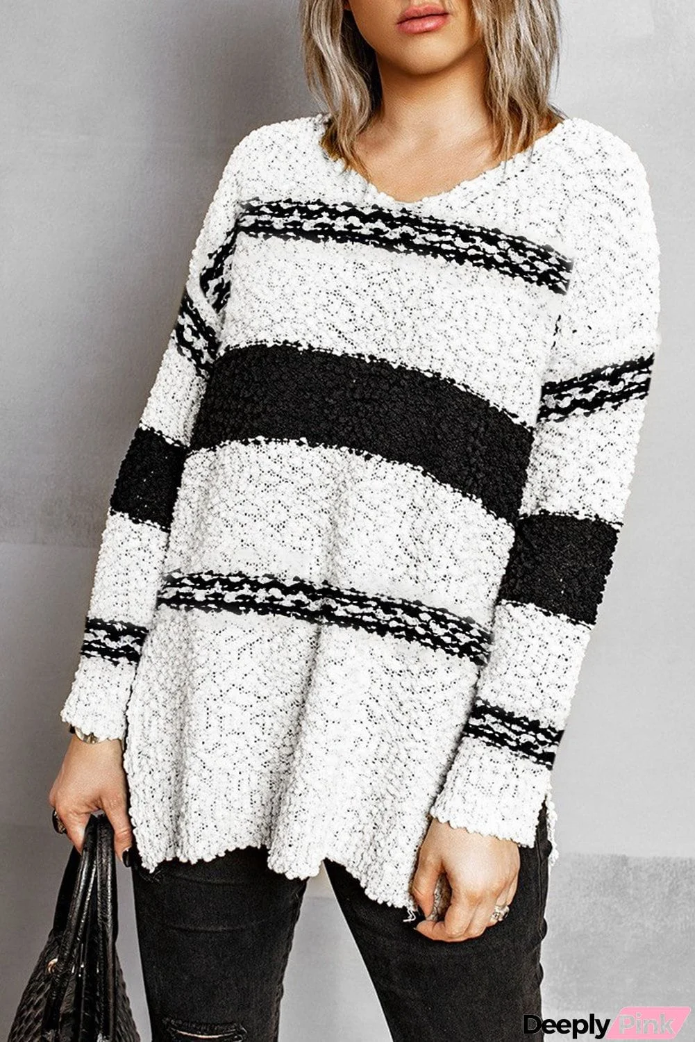 Striped V Neck Sweater