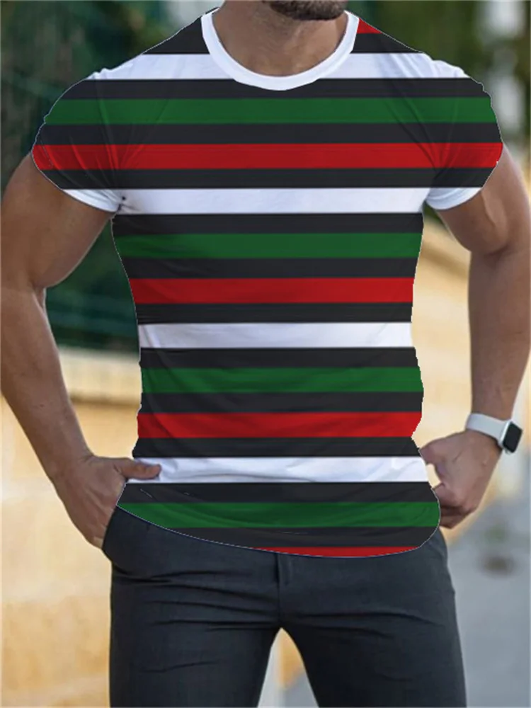 Black Pride Contrast Colors Stripe Comfy T Shirt