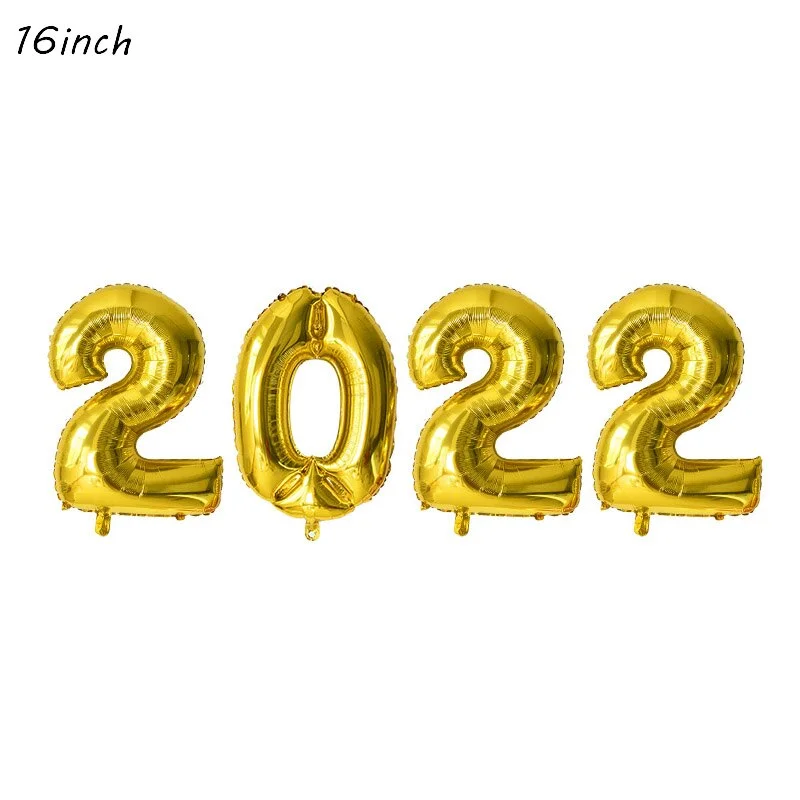 2022 Happy New Year Gold Number Foil Balloons Paper Banner Navidad New Year Eve Christmas Party Decoration Cupcake Toppers