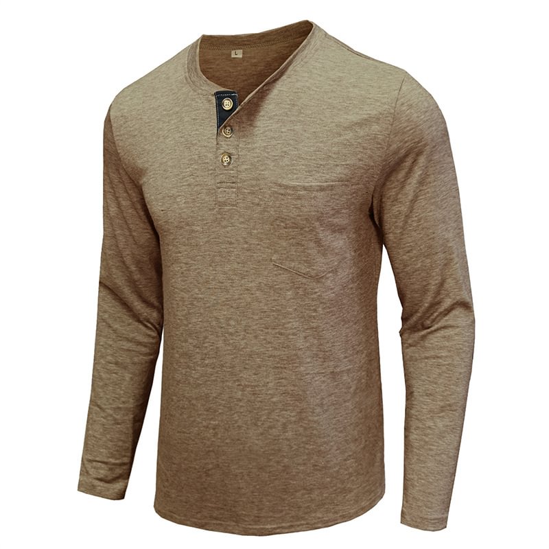 Men's Button Half Open Collar Henley Shirt-Compassnice®