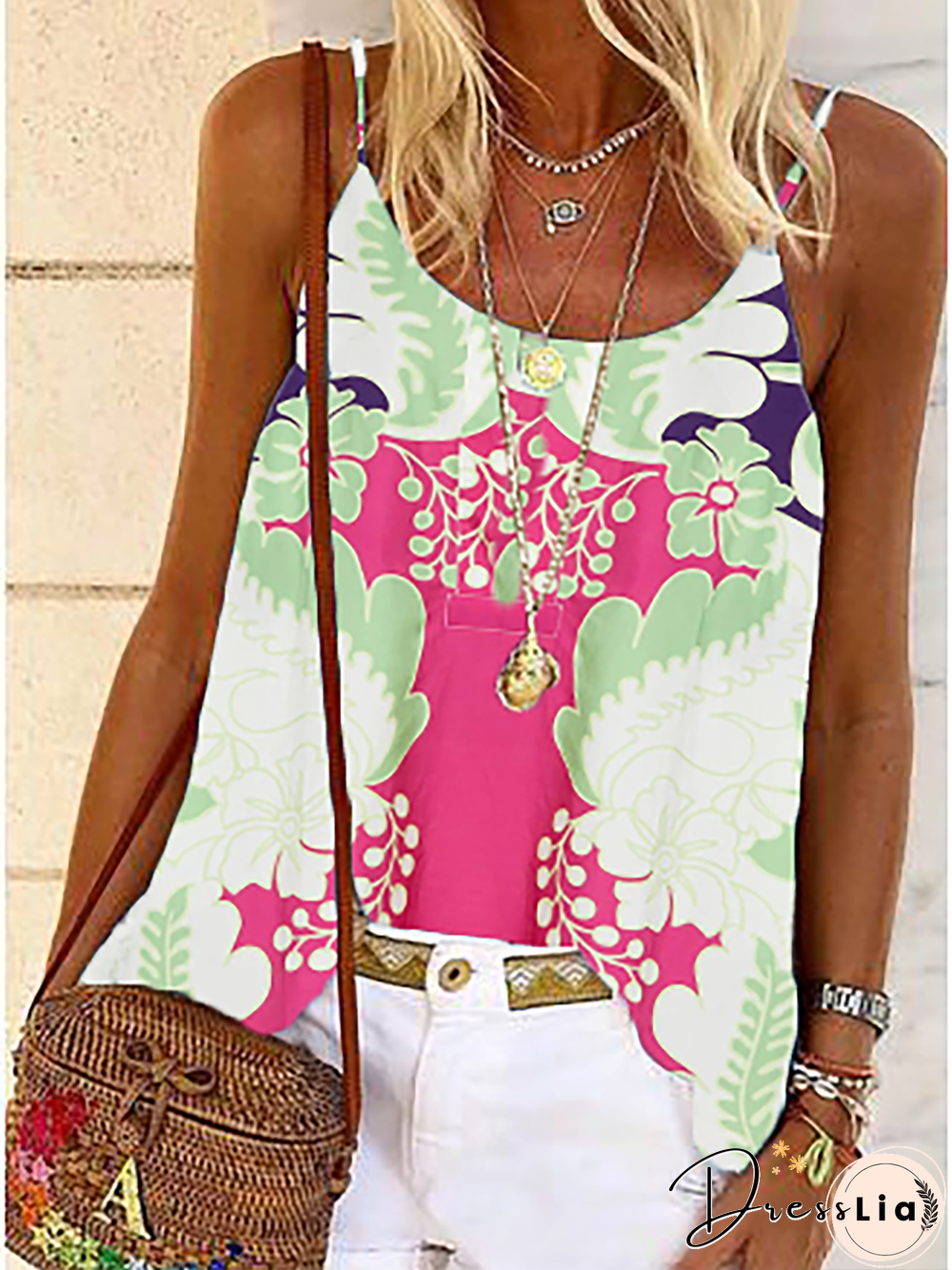 Plus size Printed Sleeveless Tops