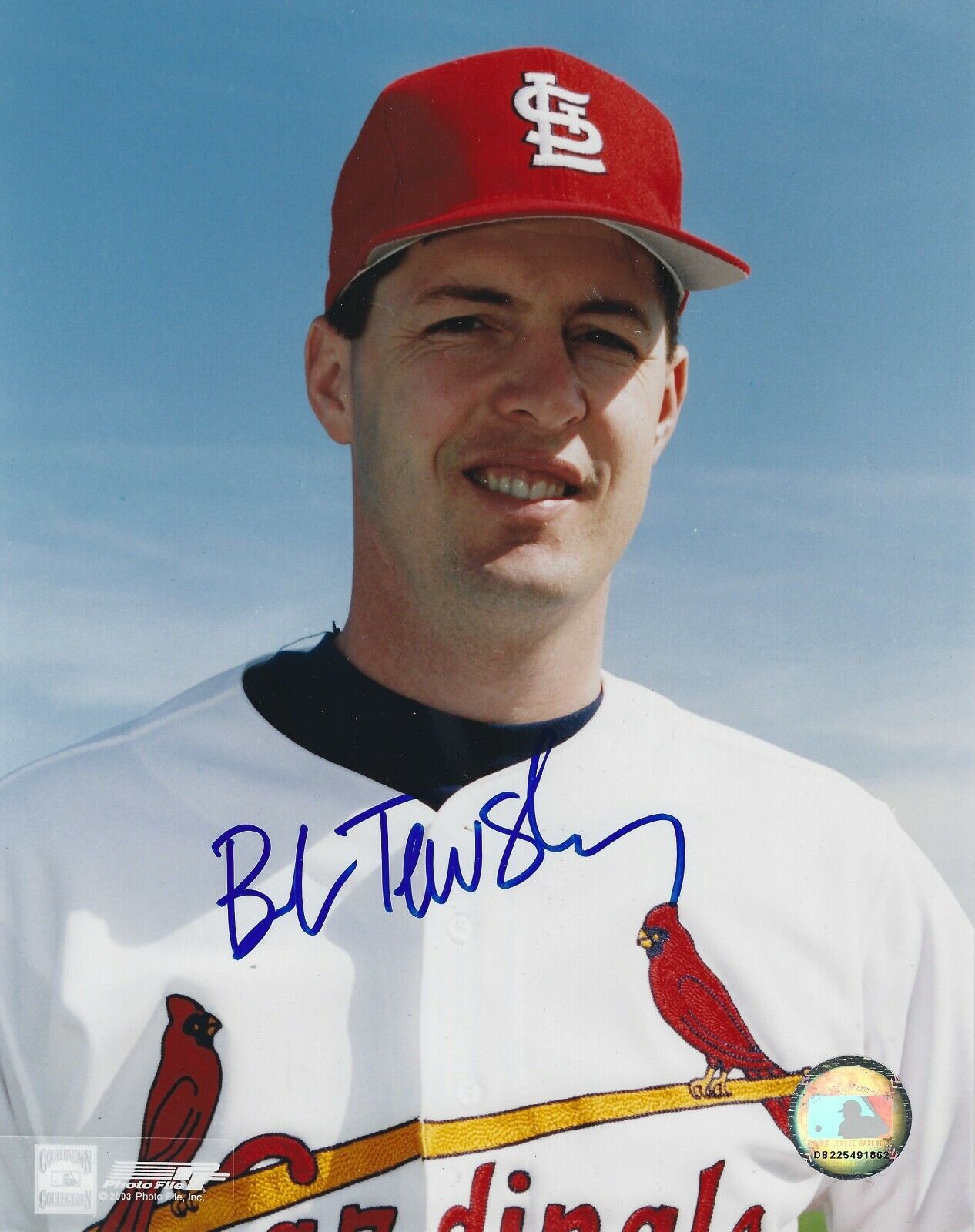 Signed 8x10 BOB TEWKSBURY St Louis Cardinals Autographed Photo Poster painting- COA