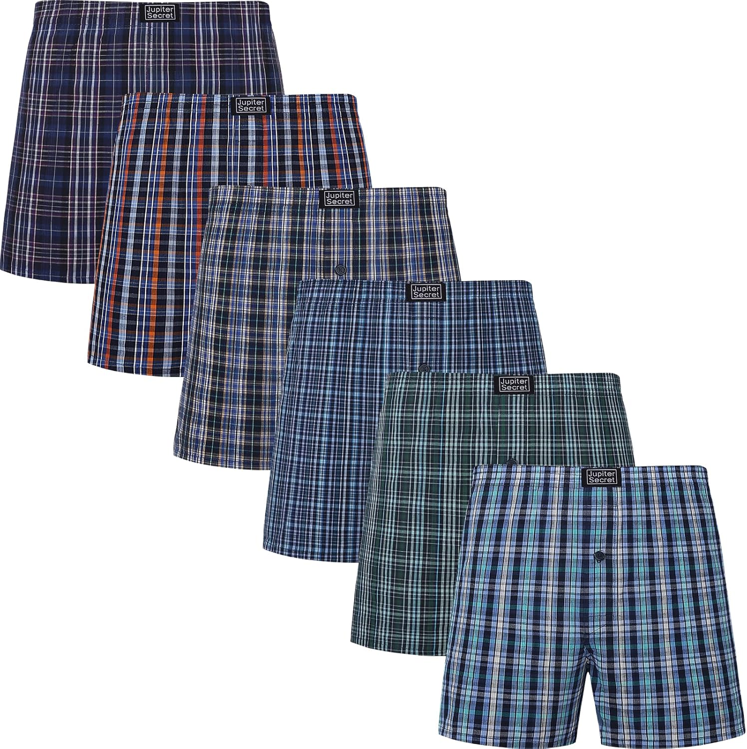 🎉JupiterSecret Men's Boxers Underwear 100% Cotton Woven Boxers for Men Pack Boxer Shorts Assorted Colors