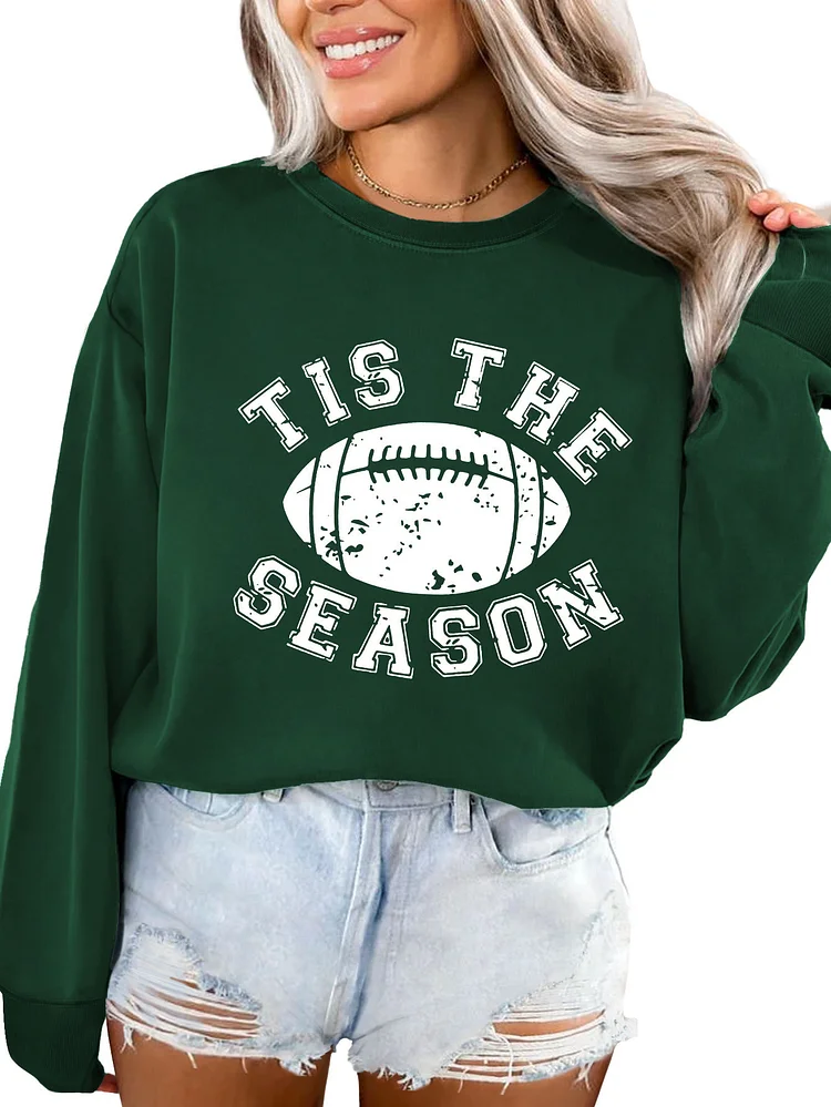 Womens Tis the Baseball Season Funny Print Crew Neck Sweatshirt