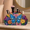 (US Local)DIY Gem Butterfly Design Wooden Diamond Painting Makeup Brush Storage Box Kit