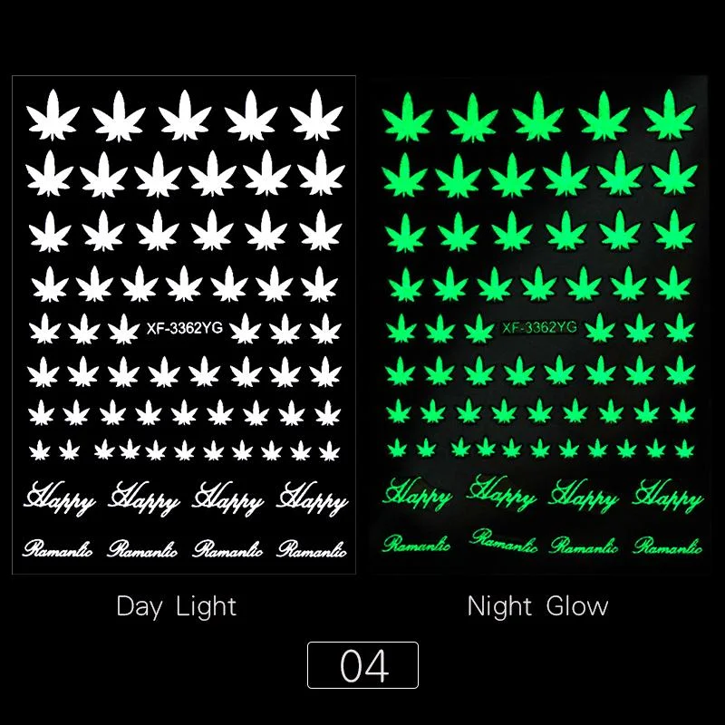 3D Luminous Nail Stickers Halloween Pumpkin Spider Star Moon Transfer Sliders  Winter Glow In The Dark Nail Art Decoration-Nail Inspo