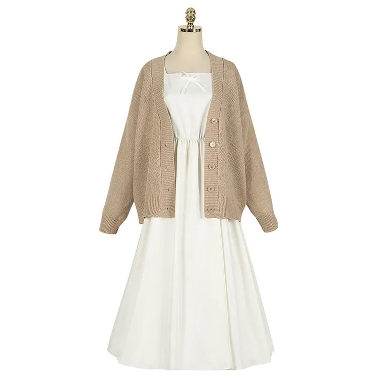 Frieren:Beyond Journey's End Frieren White Dress Sweater Set Outfits Cosplay Costume Halloween Carnival Suit