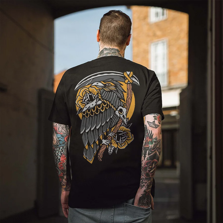The Grim Reaper Eagle Print Men's T-shirt